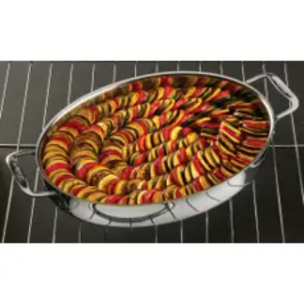 All-Clad Stainless Steel 15" Oval Baker with Pot Holders NWT - Picture 4 of 6